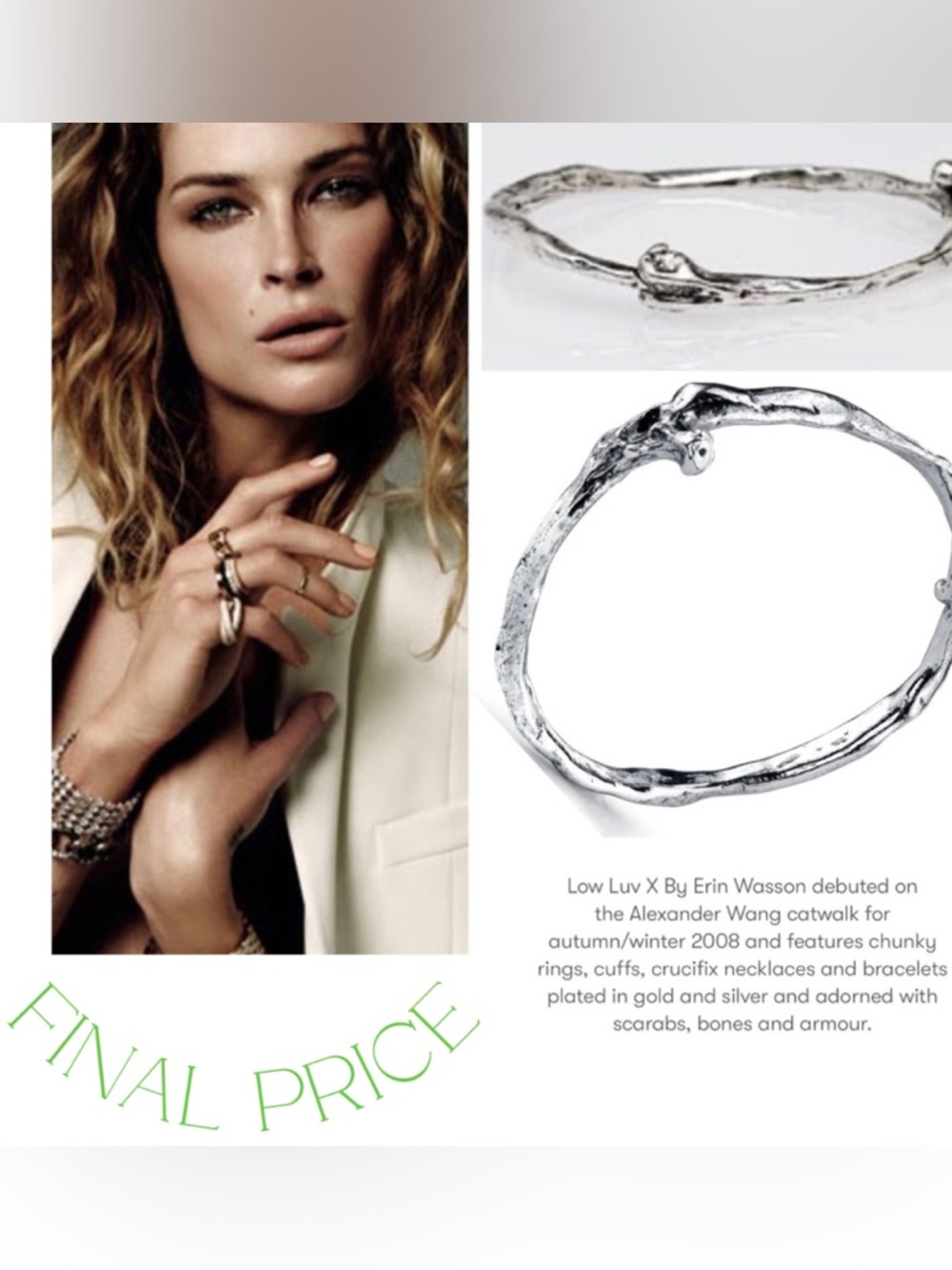 ✅ FINAL PRICE NEW LOW LUV x Erin Wasson Silver Bone Stack Bracelet